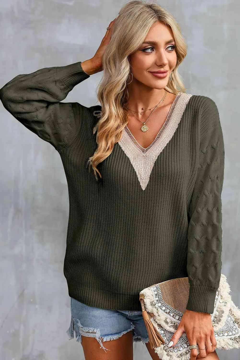Relaxing Warmth Knit V Neck Sweater