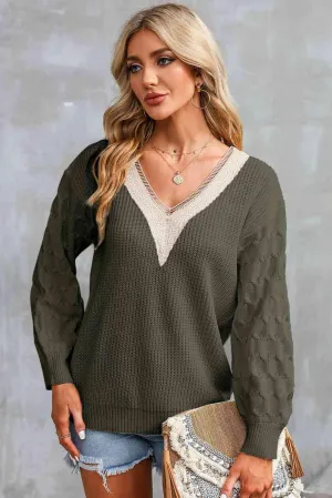Relaxing Warmth Knit V Neck Sweater