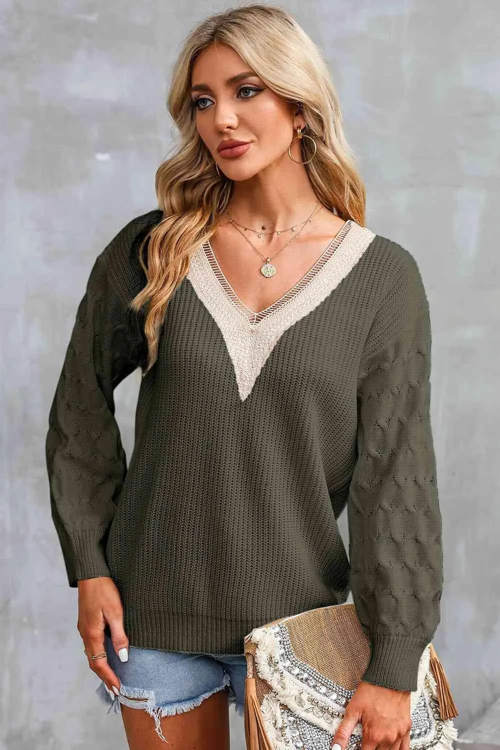 Relaxing Warmth Knit V Neck Sweater