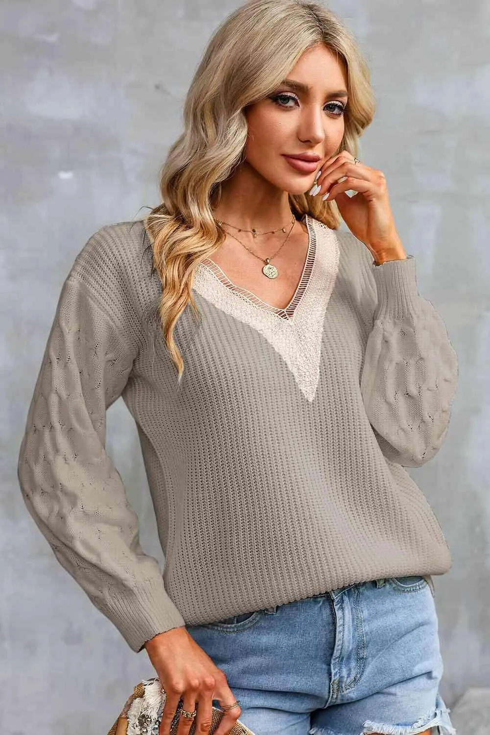 Relaxing Warmth Knit V Neck Sweater