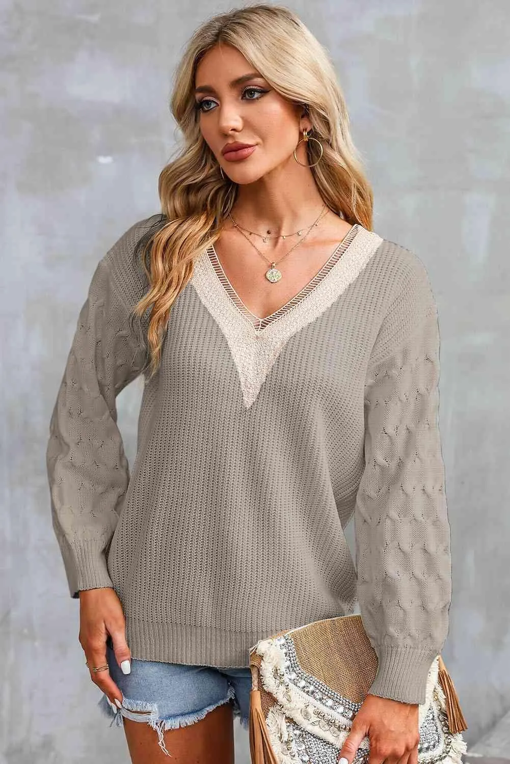 Relaxing Warmth Knit V Neck Sweater