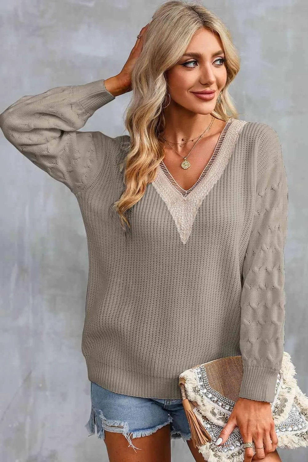 Relaxing Warmth Knit V Neck Sweater