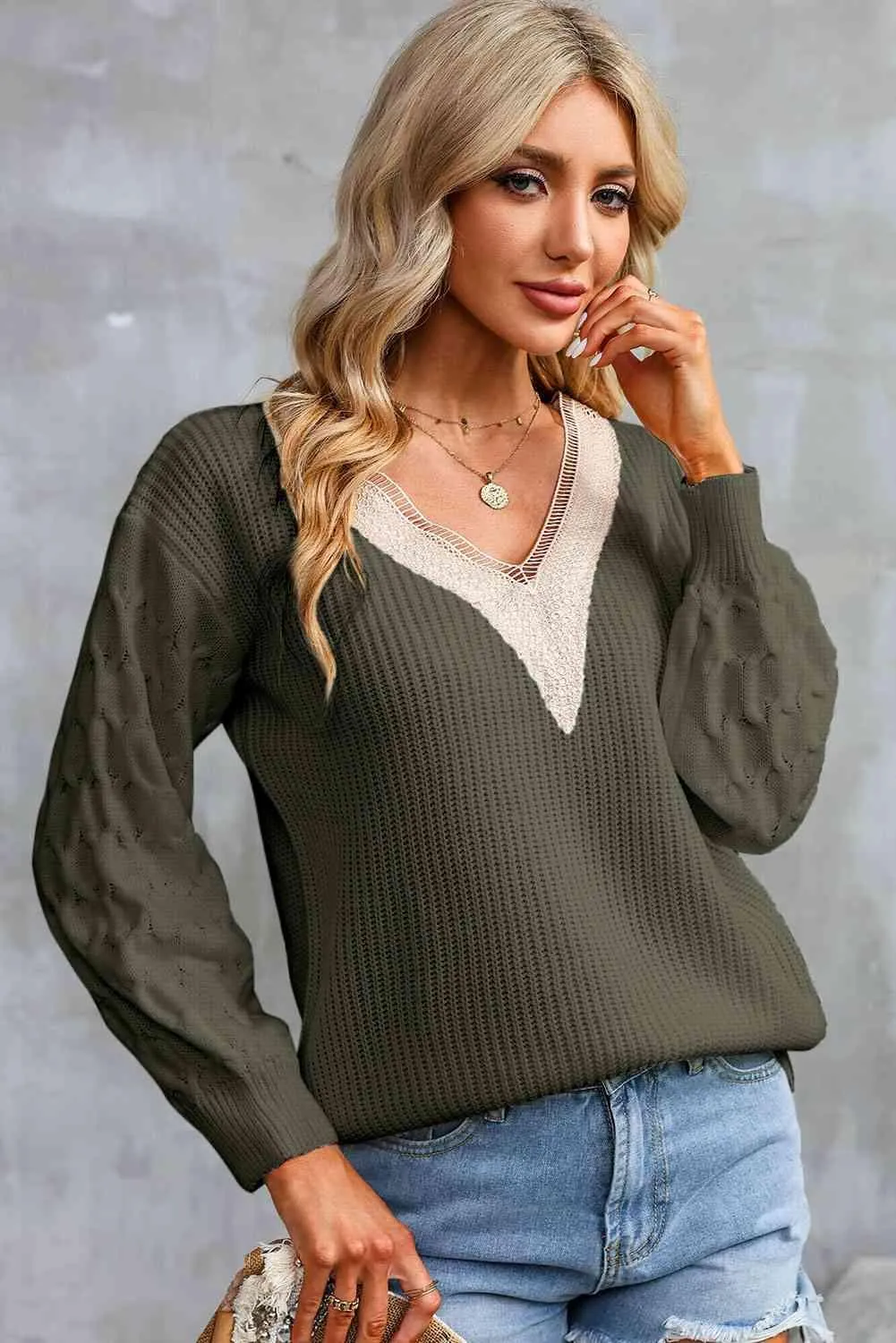 Relaxing Warmth Knit V Neck Sweater