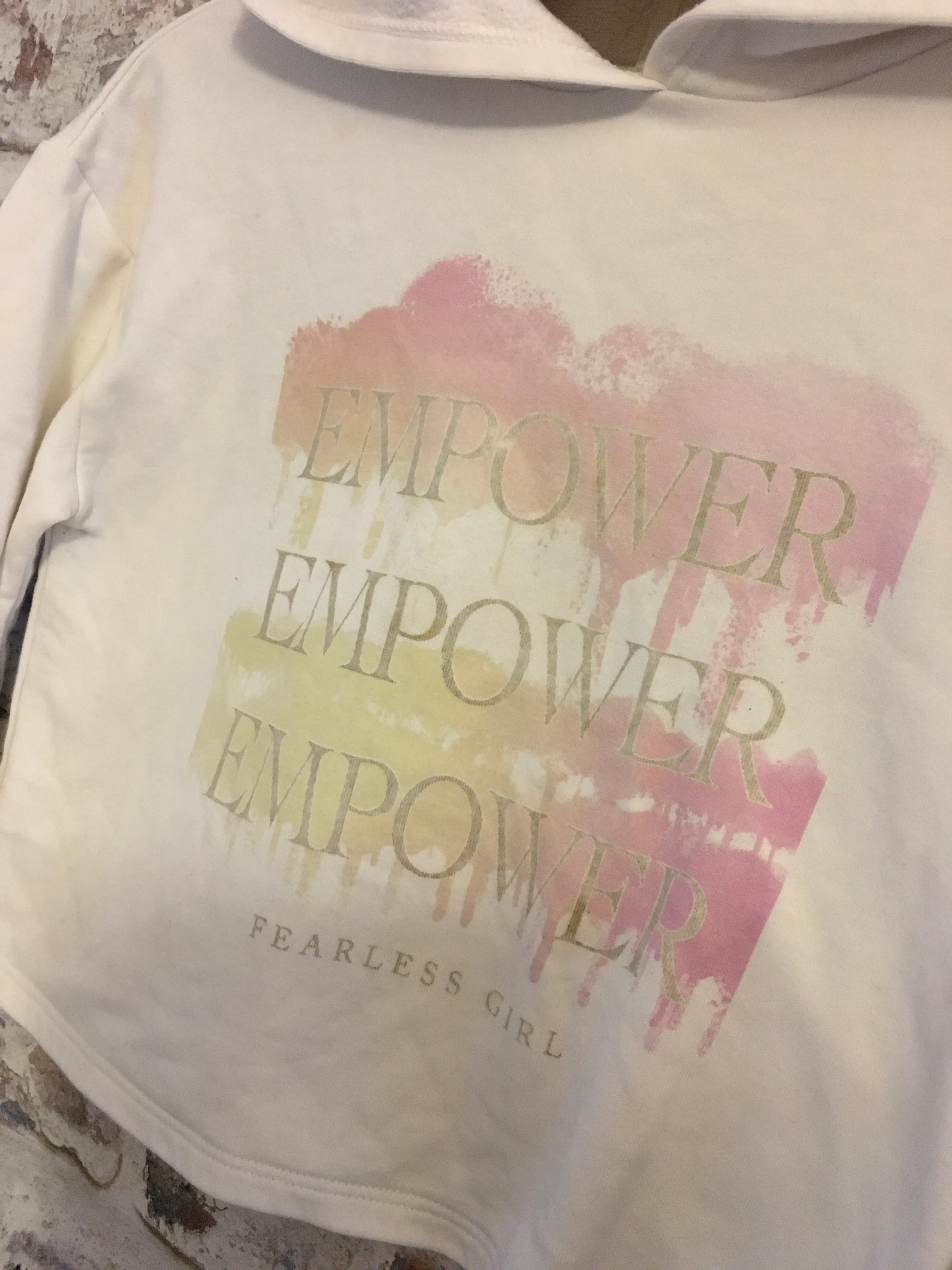 River Island White Thin Empower Slogan Hoodie - Girls 7-8yrs