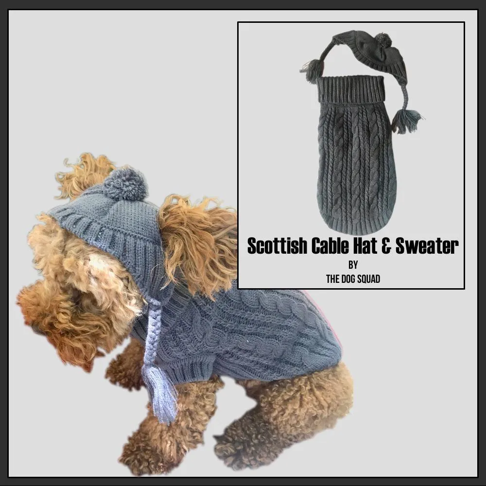 Scottish Cable knit Hat, Charcoal Grey