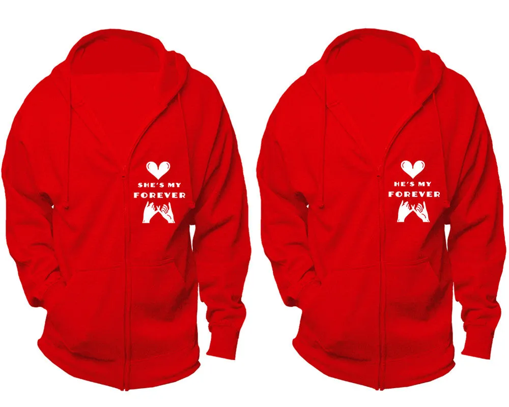 She's My Forever & He's My Forever Couple Matching Zipper Hoodies – Unisex, Sold Separately in All Sizes, Stylish and Comfortable