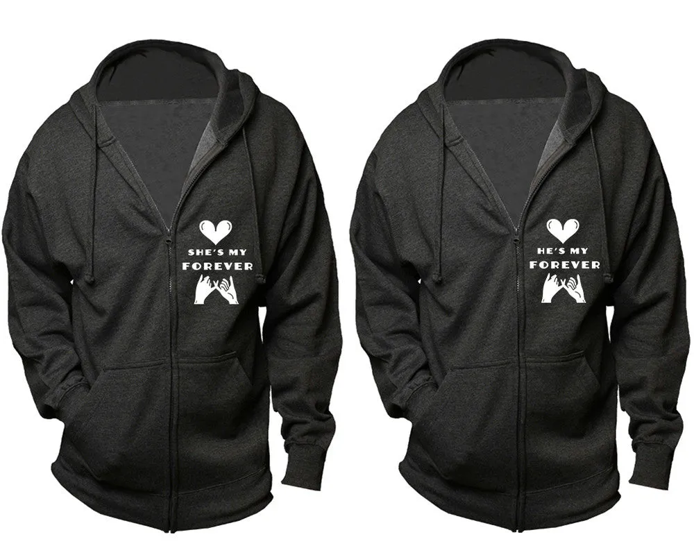 She's My Forever & He's My Forever Couple Matching Zipper Hoodies – Unisex, Sold Separately in All Sizes, Stylish and Comfortable