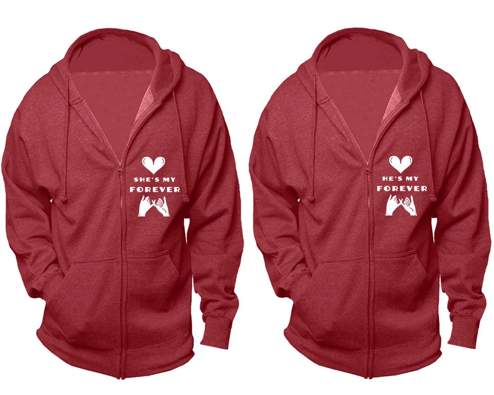 She's My Forever & He's My Forever Couple Matching Zipper Hoodies – Unisex, Sold Separately in All Sizes, Stylish and Comfortable