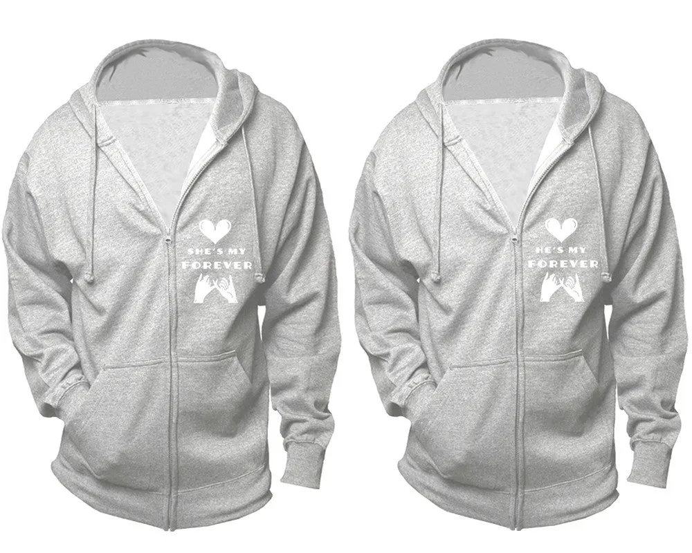 She's My Forever & He's My Forever Couple Matching Zipper Hoodies – Unisex, Sold Separately in All Sizes, Stylish and Comfortable