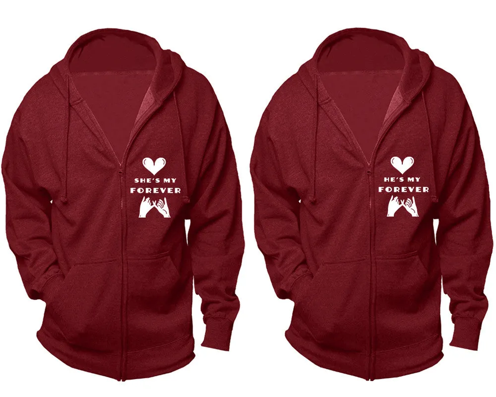 She's My Forever & He's My Forever Couple Matching Zipper Hoodies – Unisex, Sold Separately in All Sizes, Stylish and Comfortable