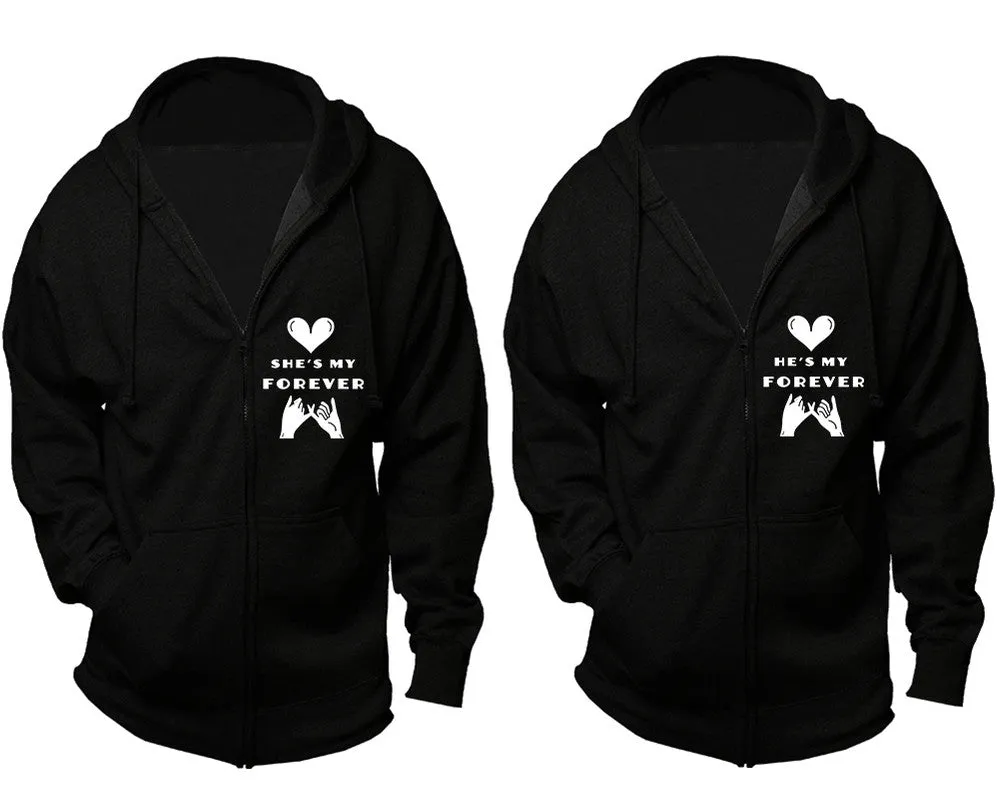 She's My Forever & He's My Forever Couple Matching Zipper Hoodies – Unisex, Sold Separately in All Sizes, Stylish and Comfortable