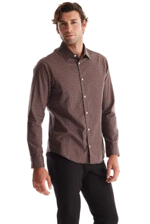 Soft Coth Point Collar Shirt in Italian Woven Fabric - Navy City Grid