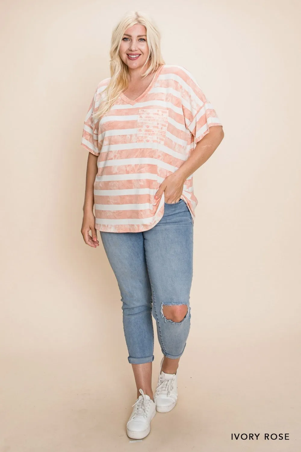 Striped Pocket Top, Rose