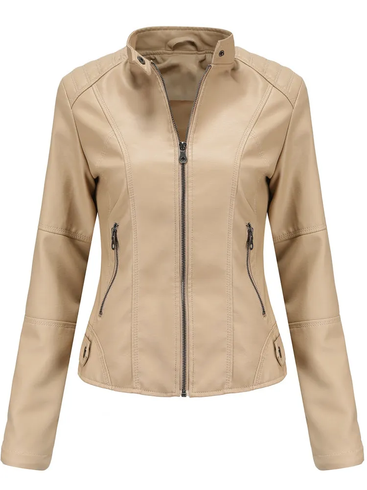 Stylish Casual Leather Moto Jacket