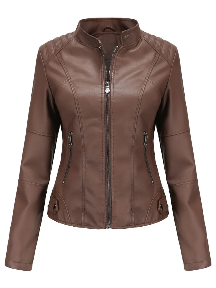 Stylish Casual Leather Moto Jacket