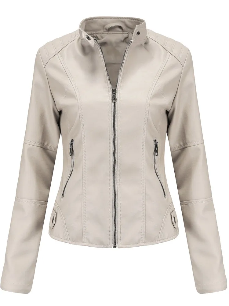 Stylish Casual Leather Moto Jacket