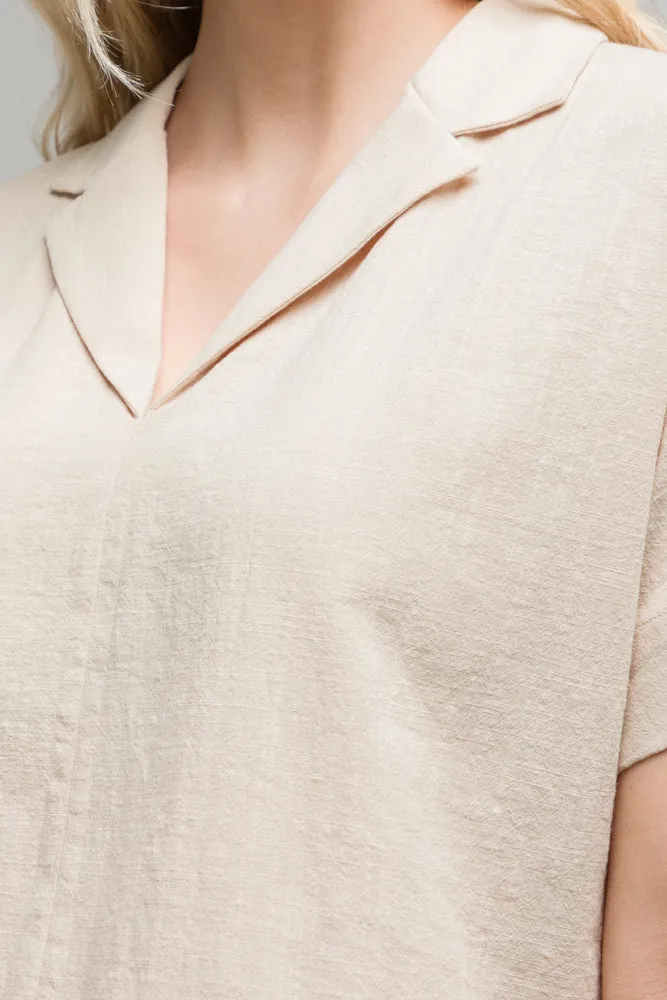 V-Neck Short Sleeve Top Natural